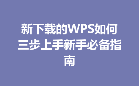 新下载的WPS如何三步上手新手必备指南 一