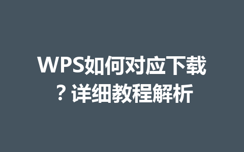WPS如何对应下载？详细教程解析 一
