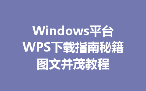 Windows平台WPS下载指南秘籍图文并茂教程 一